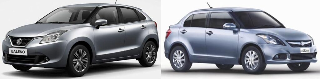 Baleno vs Swift Dzire